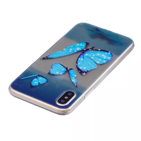 Eisblauer durchscheinender Schmetterling TPU iPhone X XS H&uuml;lle