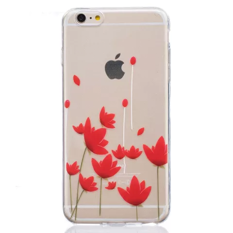 Translucent Red Flowers Tulpen TPU iPhone 6 6s H&uuml;lle