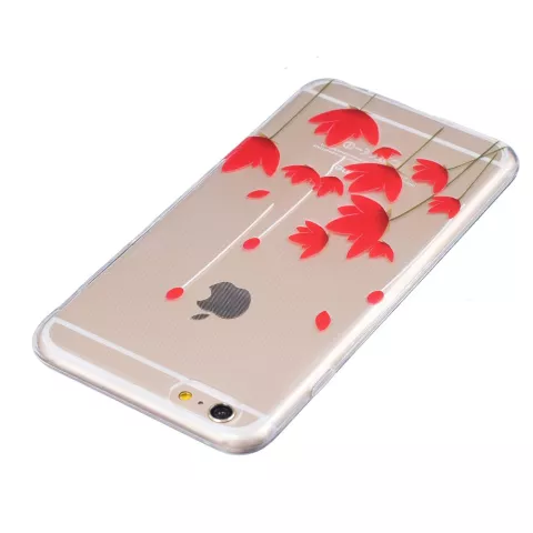 Translucent Red Flowers Tulpen TPU iPhone 6 6s H&uuml;lle