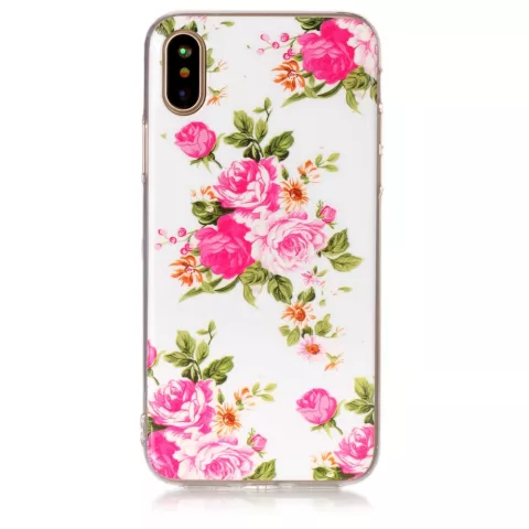 Blumenetui TPU iPhone X XS Rosen weiss rosa Etui