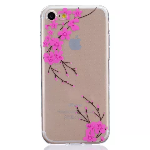 Klare rosa Blume Zweig Silikon iPhone 7 8 SE 2020 SE 2022 H&uuml;lle H&uuml;lle Abdeckung
