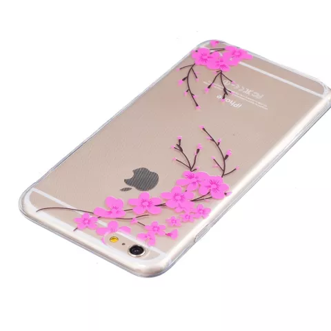 Klare rosa Flower Branch Silikon iPhone 6 6s H&uuml;lle H&uuml;lle