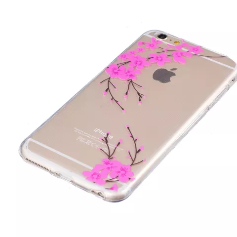 Klare rosa Flower Branch Silikon iPhone 6 6s H&uuml;lle H&uuml;lle