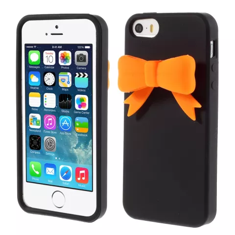 Schwarze 3D orange Fliege iPhone 5 5s SE 2016 H&uuml;llenh&uuml;lle Abdeckung