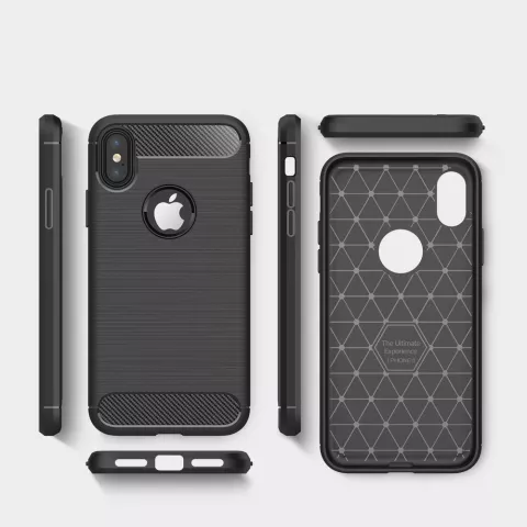 Carbon Armor H&uuml;lle f&uuml;r iPhone X XS schwarz TPU H&uuml;lle Schutz