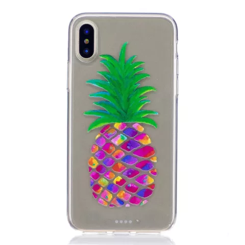 Bunte Ananas H&uuml;lle f&uuml;r iPhone X XS Abdeckung Frucht transparent