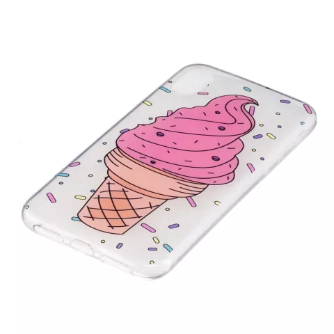 Rosa Eis iPhone X XS Fall gesprenkelt transparente Eiscreme TPU Fall