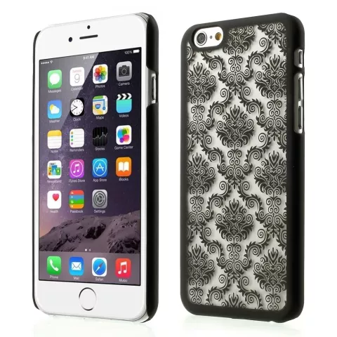 Schwarz Barock Abdeckung iPhone 6 6s Hardcase Fall Henna Damast Blume