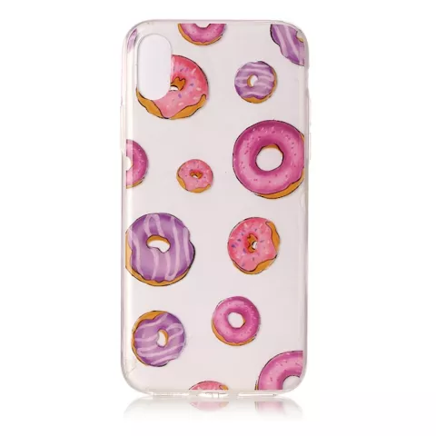 Transparente Abdeckung Donuts rosa lila iPhone X XS Abdeckung TPU