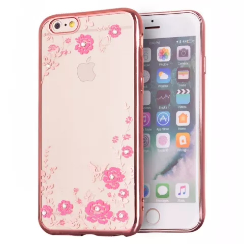 Rosa TPU Abdeckung Blumen Schmetterlinge Fall iPhone 6 6s