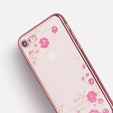 Ros&eacute;gold rosa Blumen iPhone 7 8 SE 2020 SE 2022 TPU Fall Fall Abdeckung