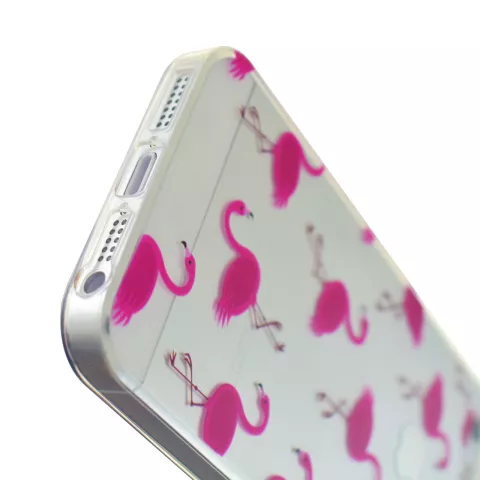 Transparente rosa Flamingo TPU H&uuml;lle f&uuml;r iPhone 5 5s SE 2016 H&uuml;lle