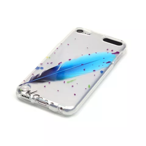 Transparente H&uuml;lle f&uuml;r iPod Touch 5 6 7 TPU blaue Federflecken