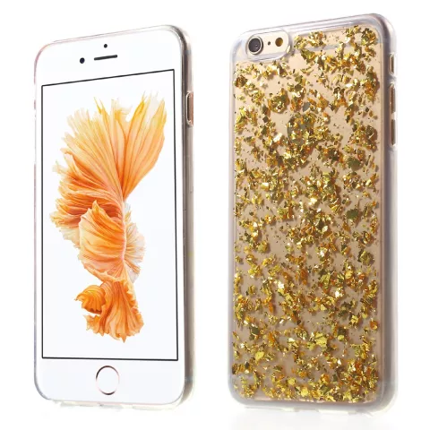 Transparente TPU H&uuml;lle Snippertje Blattgold iPhone 6 Plus 6s Plus Gold H&uuml;lle