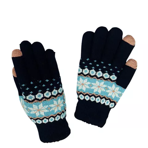 Winter Touchscreen Handschuhe Schneeflocke blaue Wolle
