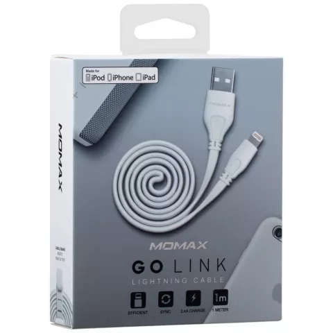 MOMAX MFi Lightning Cable 1 Meter - Wei&szlig;es Ladekabel