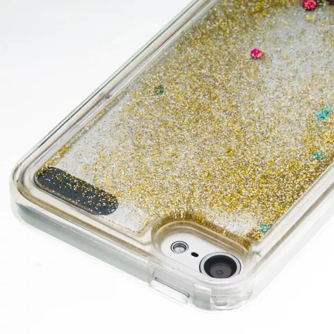 Klare H&uuml;lle iPod Touch 5 6 7 Gold Glitter Moving Cover