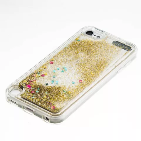 Klare H&uuml;lle iPod Touch 5 6 7 Gold Glitter Moving Cover