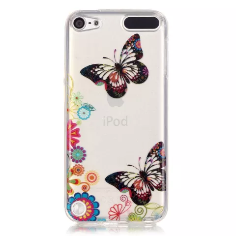 Bunte H&uuml;lle Schmetterlinge Blumen iPod Touch 5 6 7 durchscheinende H&uuml;lle