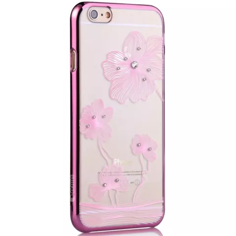 COMMA Blumen iPhone 6 6s H&uuml;lle - Swarovski Kristalle - Flieder Lila Chrom