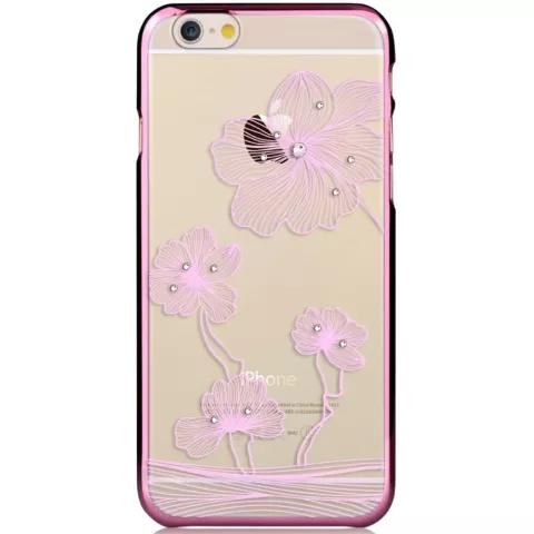 COMMA Blumen iPhone 6 6s H&uuml;lle - Swarovski Kristalle - Flieder Lila Chrom