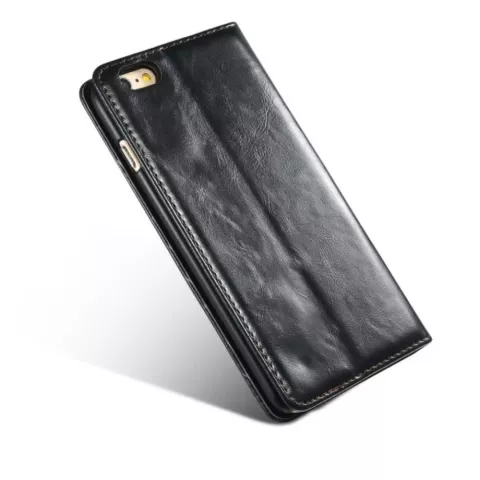 Caseme Oil Wallet Lederbezug iPhone 6 6s - B&uuml;cherregal Schwarz