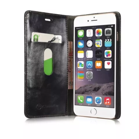 Caseme Oil Wallet Lederbezug iPhone 6 6s - B&uuml;cherregal Schwarz