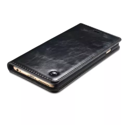 Caseme Oil Wallet Lederbezug iPhone 6 6s - B&uuml;cherregal Schwarz