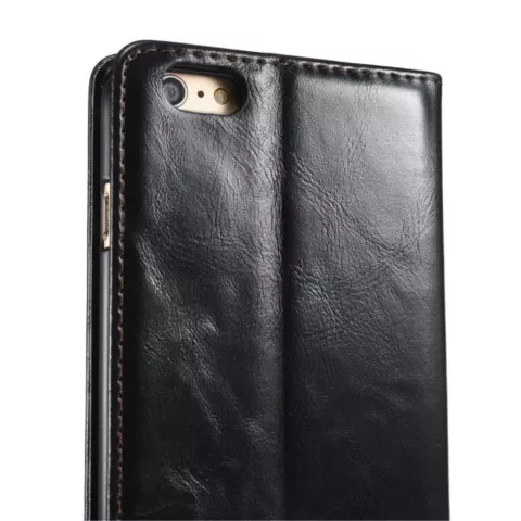 Caseme Oil Wallet Lederbezug iPhone 6 6s - B&uuml;cherregal Schwarz