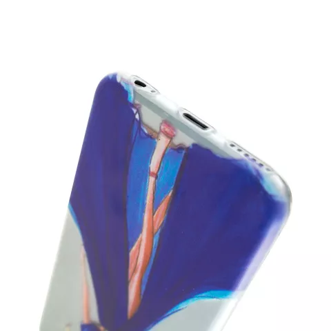 M&auml;dchen Kleid elegante iPhone 6 6s TPU H&uuml;lle - Blaue Streifen - Transparent