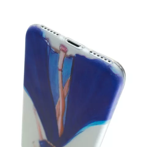 M&auml;dchen Kleid elegant iPhone 7 8 SE 2020 SE 2022 TPU H&uuml;lle - Blaue Streifen - Transparent