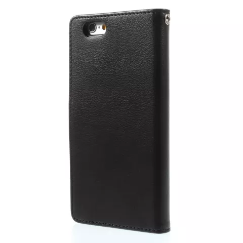 Mercury Wallet Leder Brieftasche TPU H&uuml;lle iPhone 6 6s - B&uuml;cherregal Schwarz