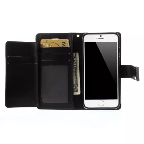 Mercury Wallet Leder Brieftasche TPU H&uuml;lle iPhone 6 6s - B&uuml;cherregal Schwarz