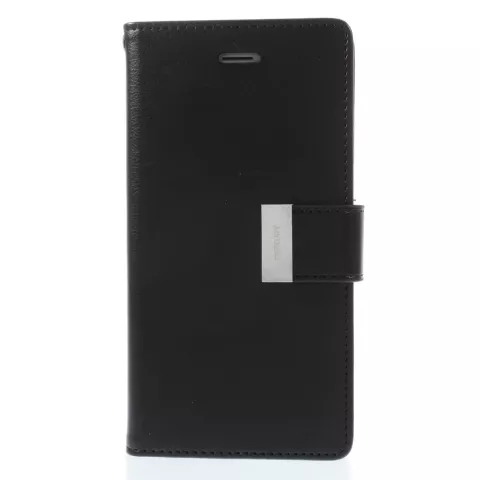 Mercury Wallet Leder Brieftasche TPU H&uuml;lle iPhone 6 6s - B&uuml;cherregal Schwarz