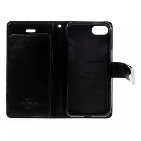 Mercury Wallet Leder Brieftasche TPU H&uuml;lle iPhone 7 8 SE 2020 SE 2022 - B&uuml;cherregal Schwarz