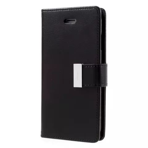 Mercury Wallet Leder Brieftasche TPU H&uuml;lle iPhone 7 8 SE 2020 SE 2022 - B&uuml;cherregal Schwarz