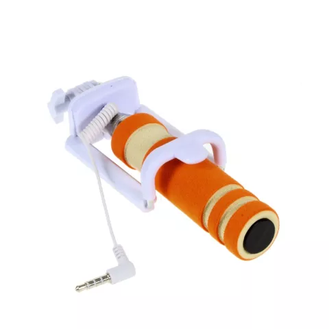 Faltbarer Selfie-Stick Universal - Orange Weiss - Audio-Fernbedienung