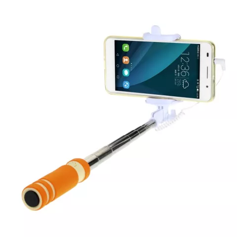 Faltbarer Selfie-Stick Universal - Orange Weiss - Audio-Fernbedienung