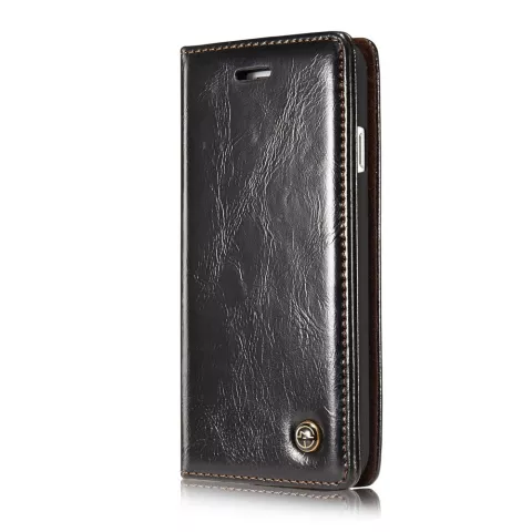 Caseme Oil Wallet Ledertasche iPhone 7 8 SE 2020 SE 2022 - B&uuml;cherregal Schwarz