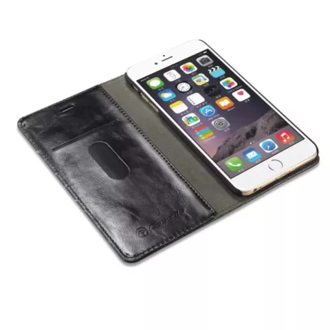 Caseme Oil Wallet Ledertasche iPhone 6 Plus 6s Plus - B&uuml;cherregal Schwarz