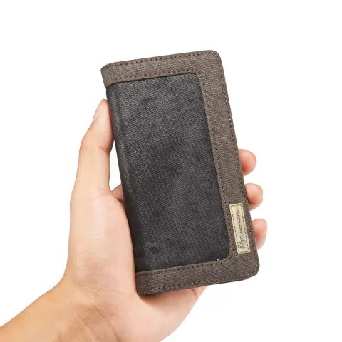 Caseme Canvas Wallet Stoffetui iPhone 6 6s B&uuml;cherregal - Ash Grey Charcoal