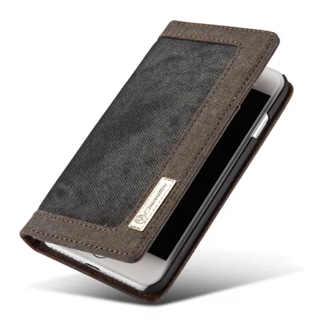 Caseme Canvas Wallet Stoffetui iPhone 6 6s B&uuml;cherregal - Ash Grey Charcoal