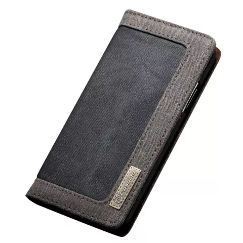 Caseme Canvas Wallet Stoffetui iPhone X XS B&uuml;cherregal - Ash Grey Charcoal