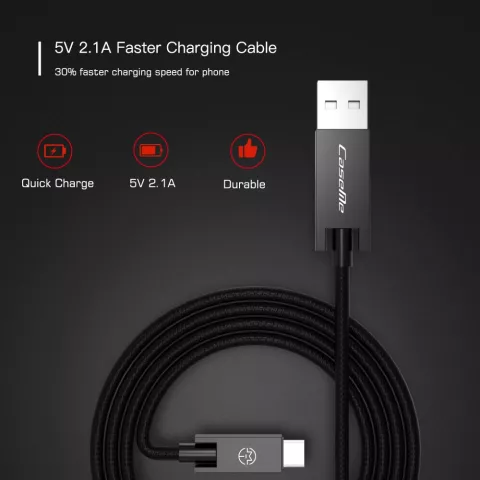 Caseme USB-zu-USB-C-Kabel 1,2 m - Ladekabel schwarz