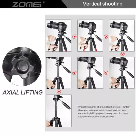 ZOMEi Q111 Professionelle Aluminium-Stativ-Stativ-DSLR-Kamera - Schaumgummigriff