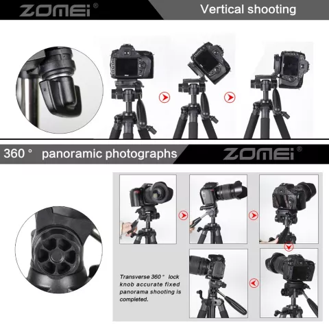 ZOMEi Q111 Professionelle Aluminium-Stativ-Stativ-DSLR-Kamera - Schaumgummigriff