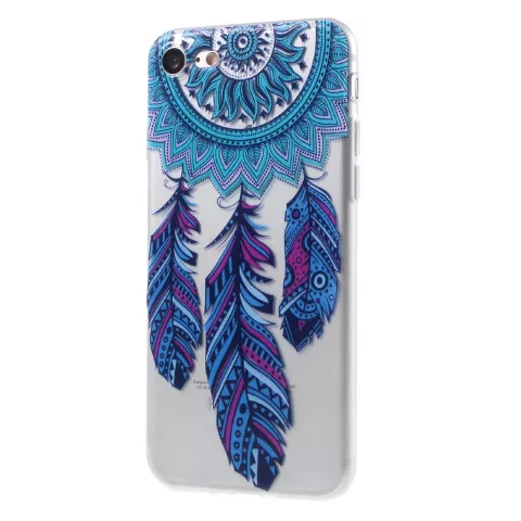 Klare Dreamcatcher Feder iPhone 7 8 SE 2020 SE 2022 TPU H&uuml;lle - Blau Lila