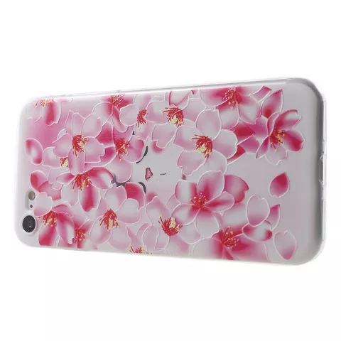 Peach Flower iPhone 7 8 SE 2020 SE 2022 TPU-H&uuml;lle - Pink White
