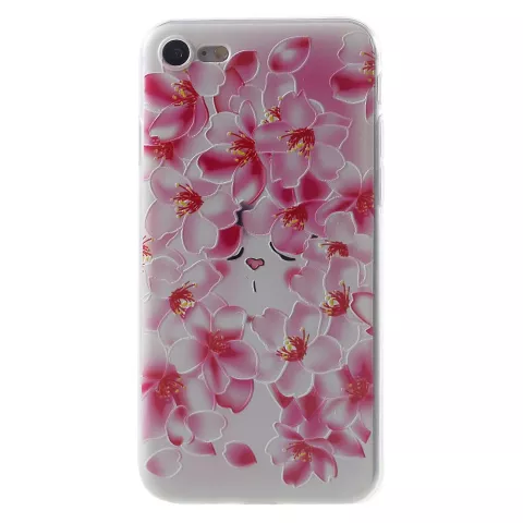 Peach Flower iPhone 7 8 SE 2020 SE 2022 TPU-H&uuml;lle - Pink White
