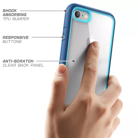 Transparente iPhone 7 8 SE 2020 SE 2022 Hybrid TPU H&uuml;lle - Blue Shock Absorbing Scratch Resistant